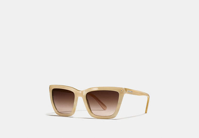 COACH®,COACH NEW YORK SQUARE SUNGLASSES,Plastic,Ivory Horn,Front View