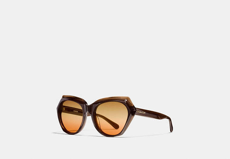 COACH®,OASIS CAT EYE SUNGLASSES,Plastic,Brown Glitter,Front View