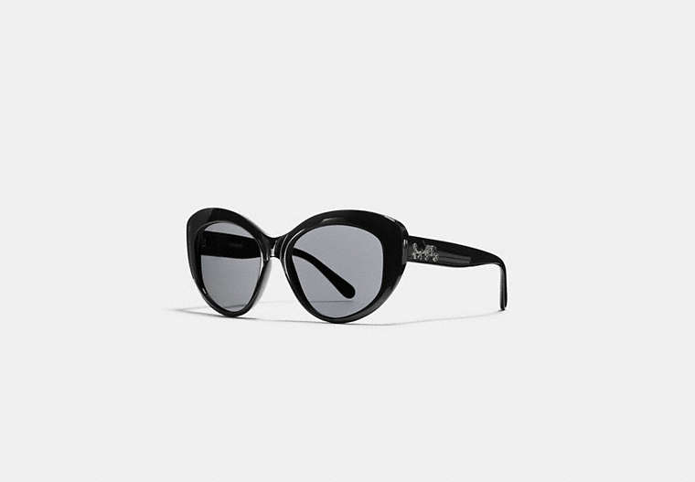 COACH®,HORSE AND CARRIAGE BUTTERFLY SUNGLASSES,Plastic,Black/Black Gunmetal Sig C Fla,Front View