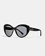COACH®,HORSE AND CARRIAGE BUTTERFLY SUNGLASSES,Plastic,Black/Black Gunmetal Sig C Fla,Front View