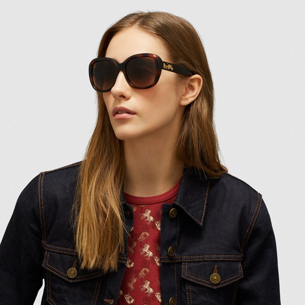COACH®,Horse And Carriage Soft Square Sunglasses,,Angle View