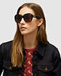 COACH®,HORSE AND CARRIAGE SOFT SQUARE SUNGLASSES,Plastic,Dark Tort/Dark Tort Gold Sig C,Angle View