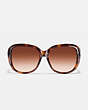 COACH®,HORSE AND CARRIAGE SOFT SQUARE SUNGLASSES,Plastic,Dark Tort/Dark Tort Gold Sig C,Inside View,Top View