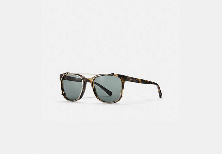 COACH®,PHANTOS SQUARE SUNGLASSES,Leather,Tokyo Tortoise/Green,Front View
