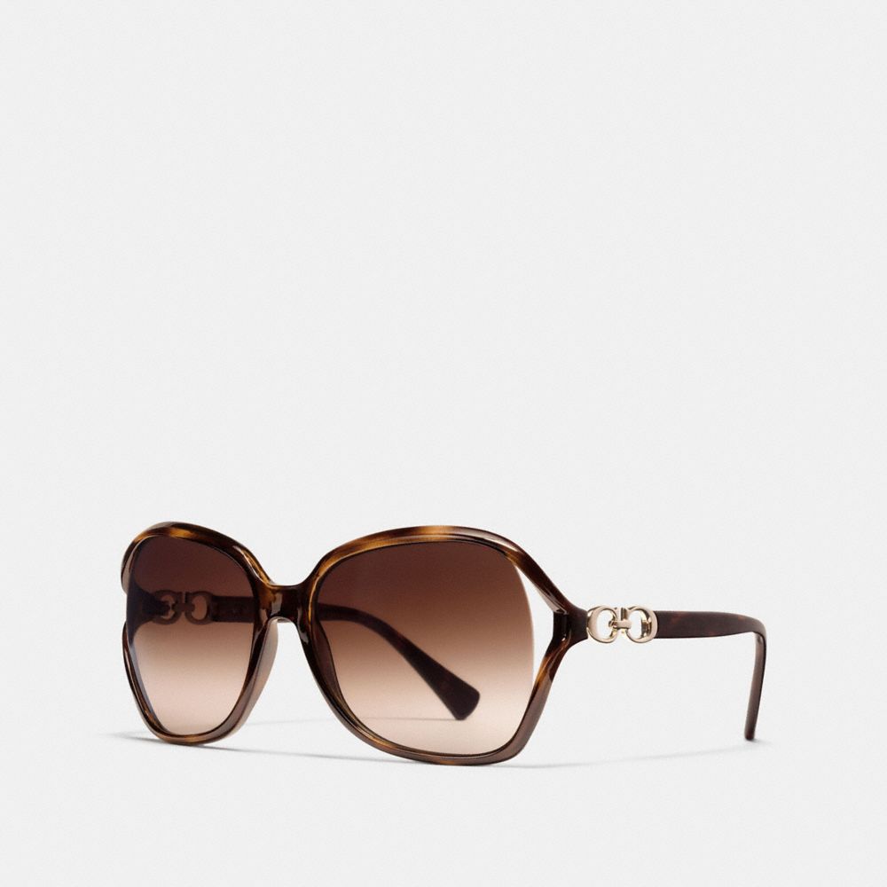 COACH®,KISSING C SUNGLASSES,DARK TORTOISE,Front View