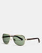 COACH®,BLEECKER POLARIZED SUNGLASSES,Metal,Gold,Front View