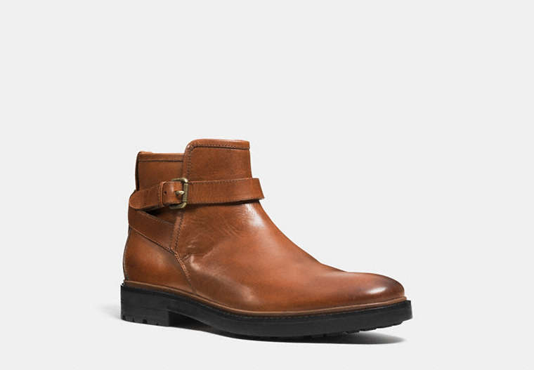 COACH®,BRYCE BOOT,Suede,Cognac,Front View