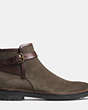 COACH®,BRYCE BOOT,Suede,DARK MOSS/MAHOGANY,Angle View