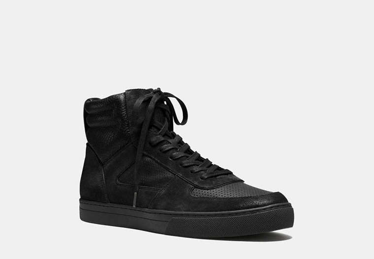 COACH®,DAVE SNEAKER,Mixed Material,Black,Front View