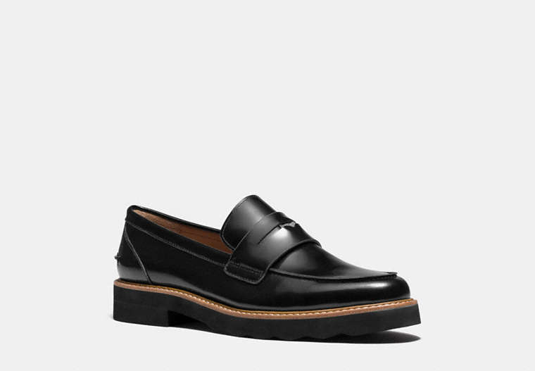 COACH®,IDA LOAFER,Mixed Material,Black,Front View