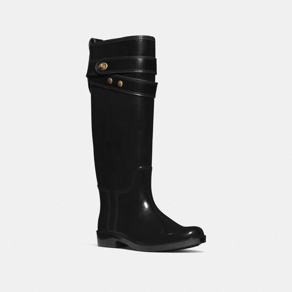COACH®,TALIA RAINBOOT,Rubber,Black,Front View