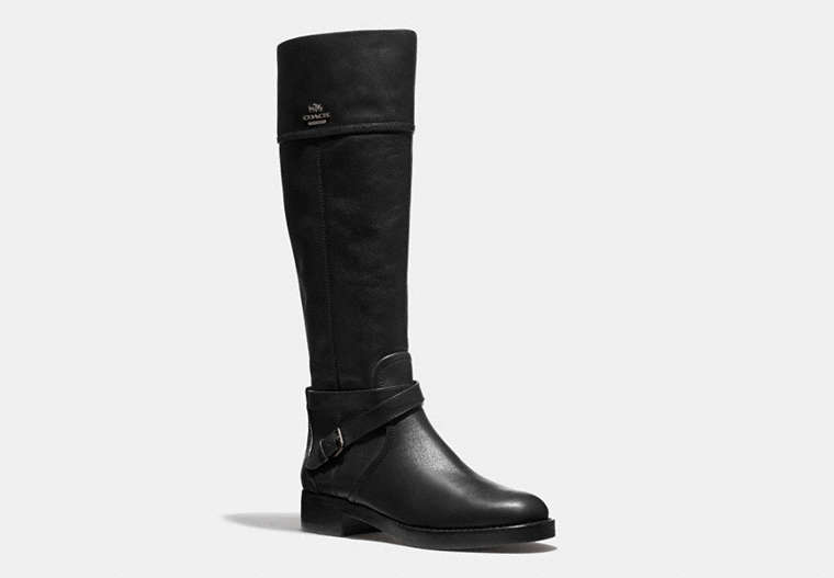 COACH®,ELM BOOT,Leather,Black,Front View