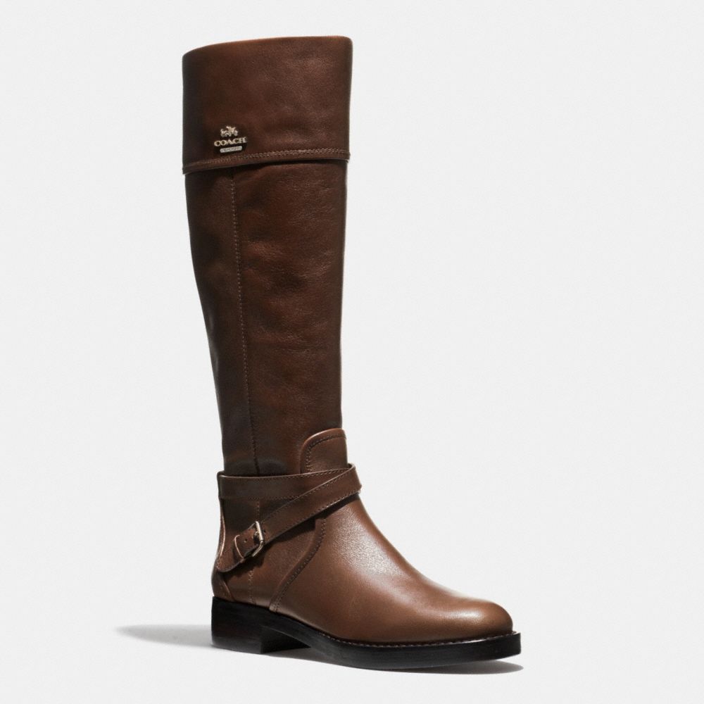 COACH®,ELM BOOT,Leather,Mahogany brown,Front View