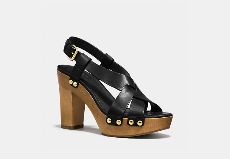 COACH®,ADESSA HEEL,Leather,Black,Front View