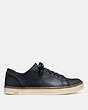 COACH®,YORK LACE SNEAKER,Leather,Midnight Navy,Angle View