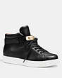 COACH®,RICHMOND SWAGGER SNEAKER,Leather,Black,Front View