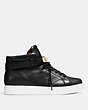 COACH®,RICHMOND SWAGGER SNEAKER,Leather,Black,Angle View