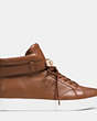 COACH®,RICHMOND SWAGGER SNEAKER,Leather,Saddle,Angle View