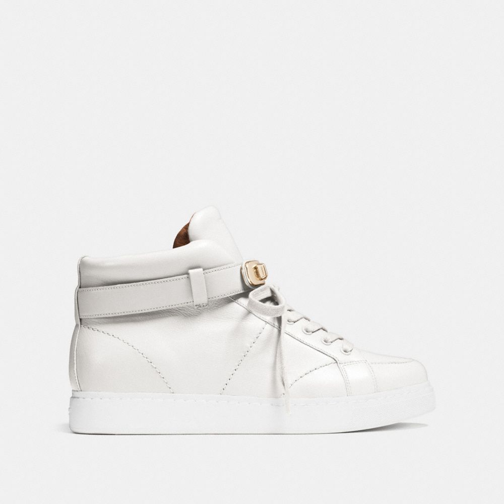 COACH®,RICHMOND SWAGGER SNEAKER,Leather,White,Angle View