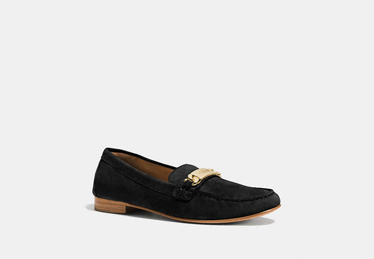 COACH®,KIMMIE LOAFER,Suede,Black,Front View