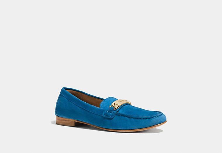 COACH®,KIMMIE LOAFER,Suede,Denim,Front View