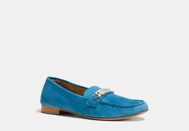 COACH®,KIMMIE LOAFER,Suede,Peacock dark turquoise,Front View