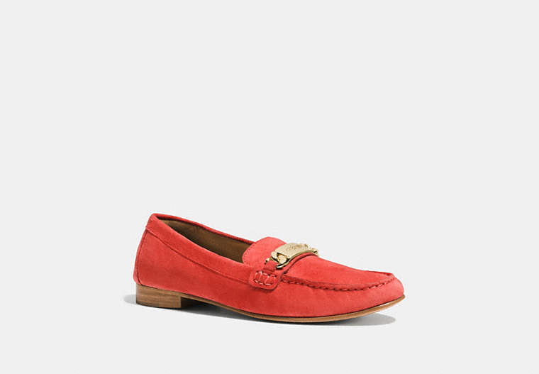 COACH®,KIMMIE LOAFER,Suede,Watermelon,Front View
