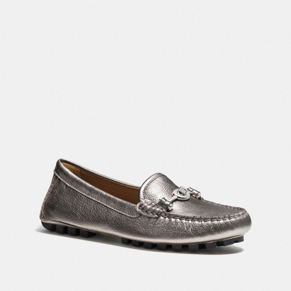 COACH®,ARLENE MOCCASIN,Leather,WARM PEWTER,Front View