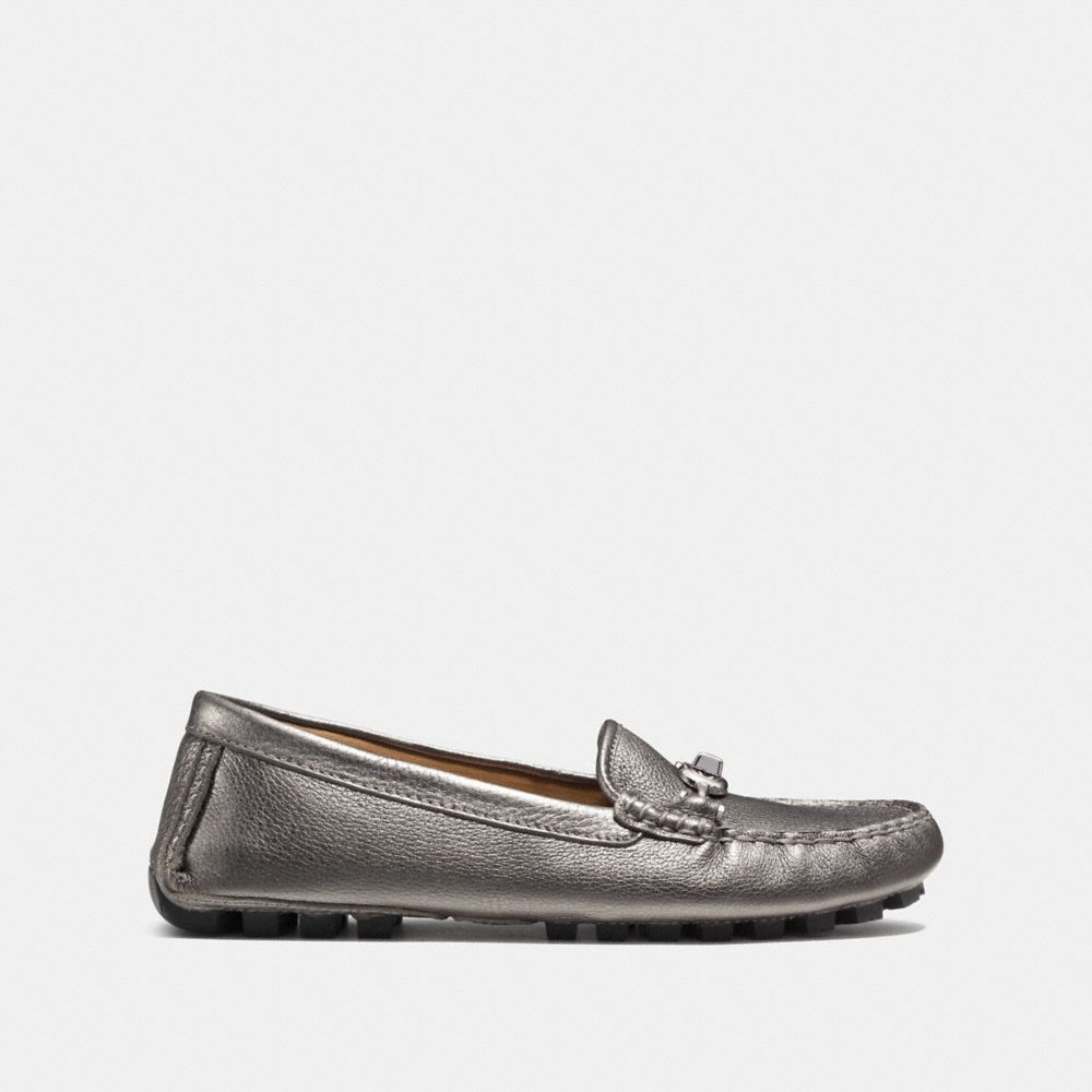 COACH®,ARLENE MOCCASIN,Leather,WARM PEWTER,Angle View