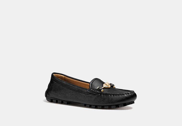 COACH®,ARLENE MOCCASIN,Leather,Black,Front View