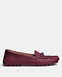 COACH®,ARLENE MOCCASIN,Leather,Burgundy,Angle View