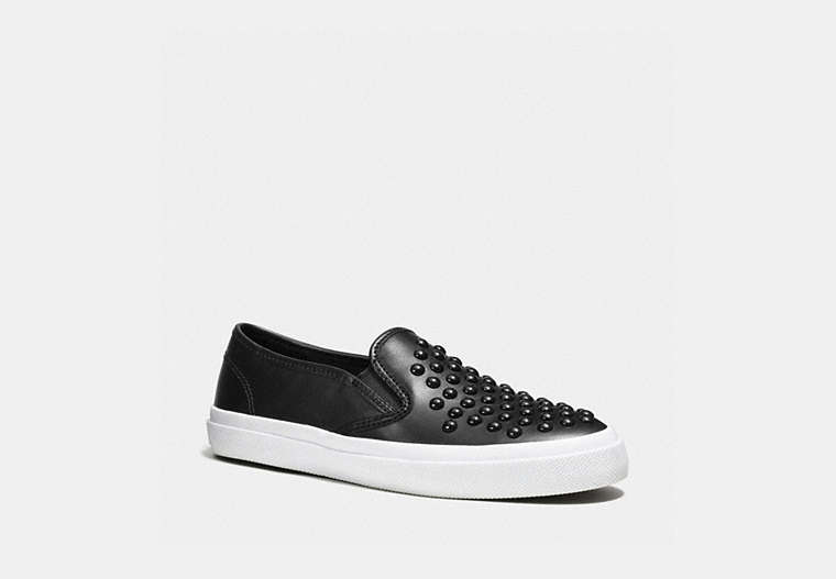 COACH®,CHRISSY SNEAKER,Leather,Black,Front View