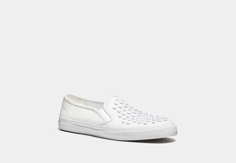 COACH®,CHRISSY SNEAKER,Leather,White,Front View