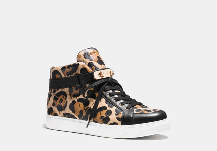 COACH®,RICHMOND SWAGGER HIGHTOP SNEAKER,Leather,Natural,Front View