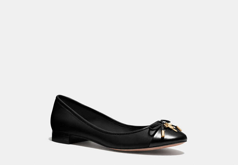 COACH®,NOELLA FLAT,Leather,Black,Front View