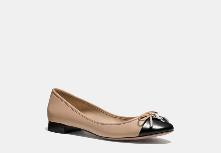 COACH®,NOELLA FLAT,Leather,NUDE/BLACK,Front View