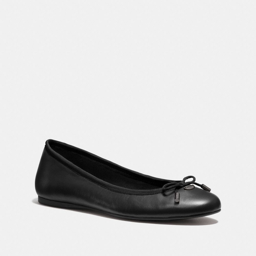 COACH®,LARA FLAT,Leather,Black,Front View