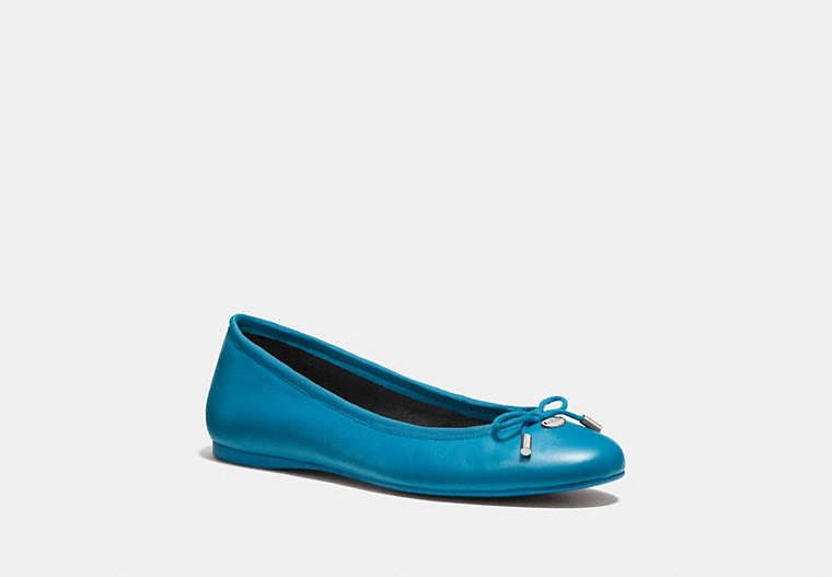 COACH®,LARA FLAT,Leather,Peacock dark turquoise,Front View