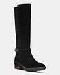COACH®,PEARLA BOOT,Suede,Black,Front View