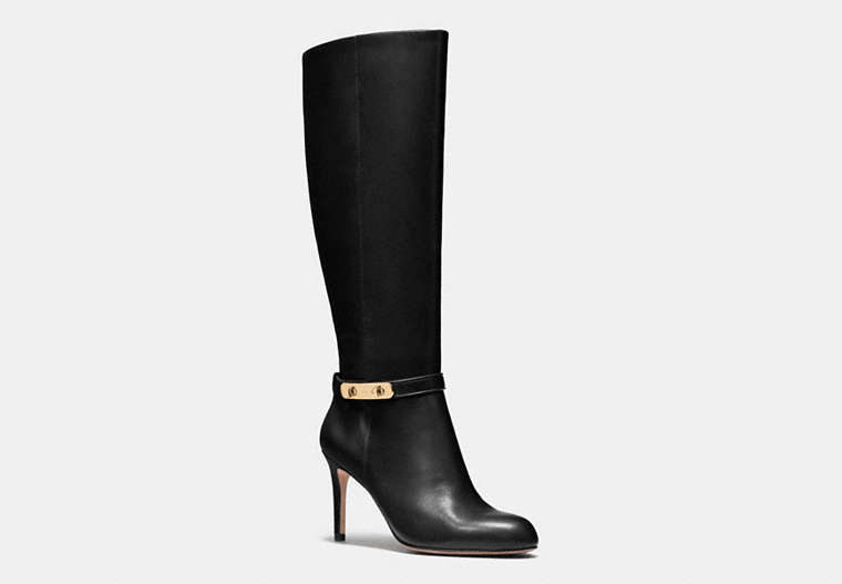 COACH®,RUTH BOOT,Leather,Black,Front View