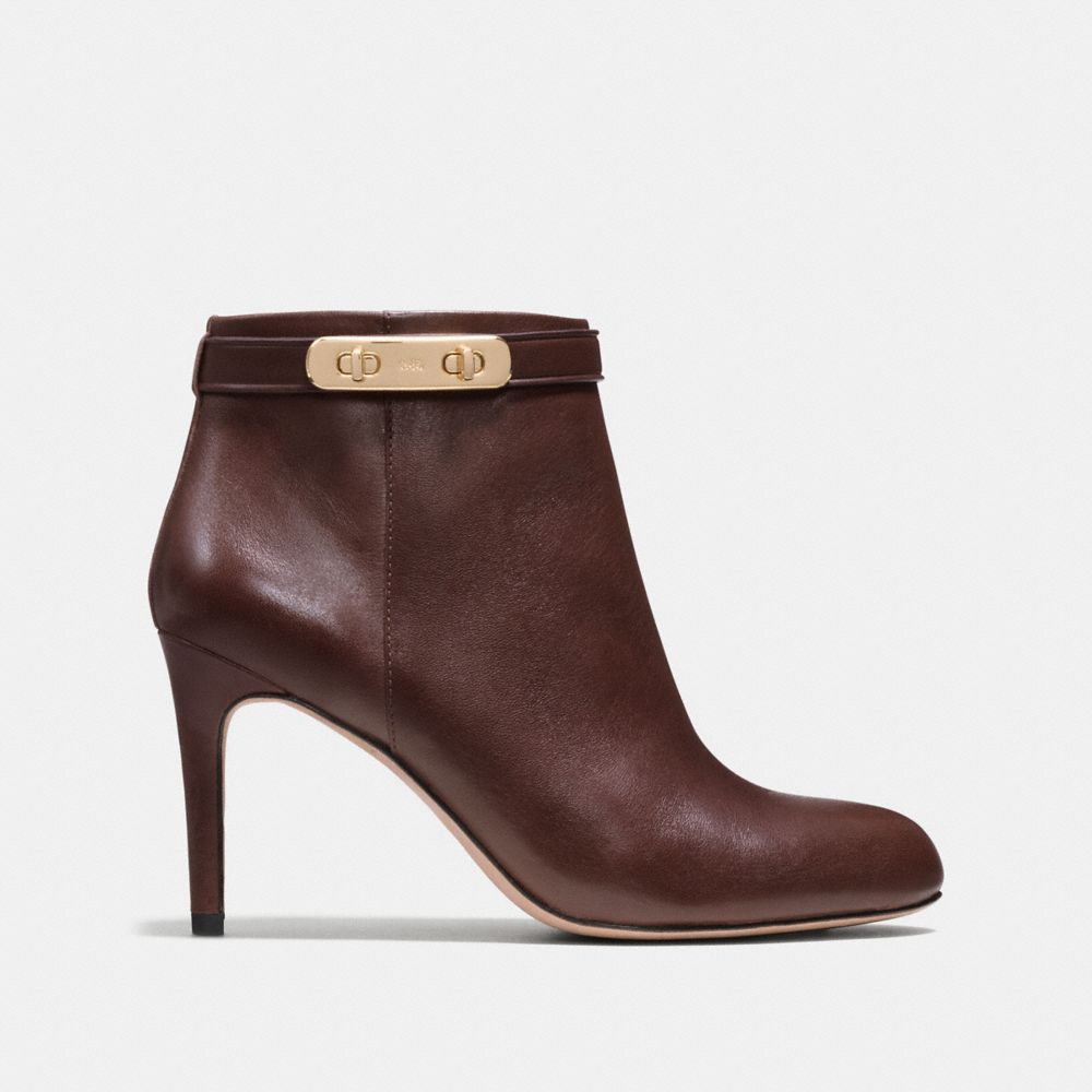 COACH®,REGINA BOOTIE,Leather,Black,Angle View