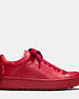 COACH®,C101 LOW TOP SNEAKER,Leather,TRUE RED/TRUE RED,Angle View
