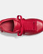 COACH®,C101 LOW TOP SNEAKER,Leather,TRUE RED/TRUE RED,Inside View,Top View