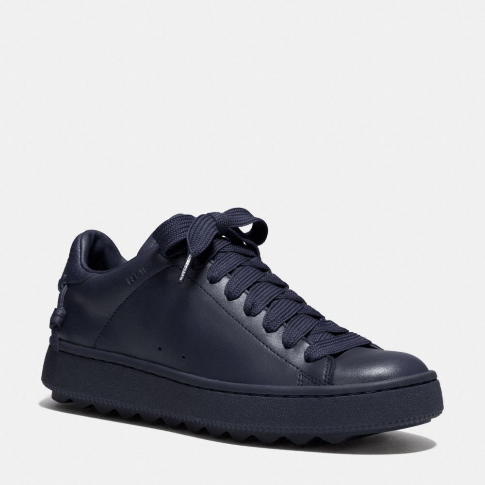 COACH®,C101 LOW TOP SNEAKER,Leather,Midnight Navy,Front View