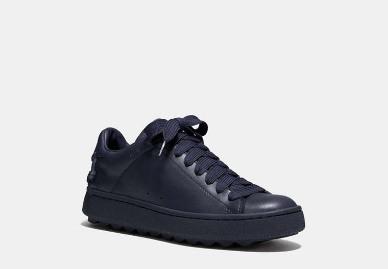 COACH®,C101 LOW TOP SNEAKER,Leather,Midnight Navy,Front View
