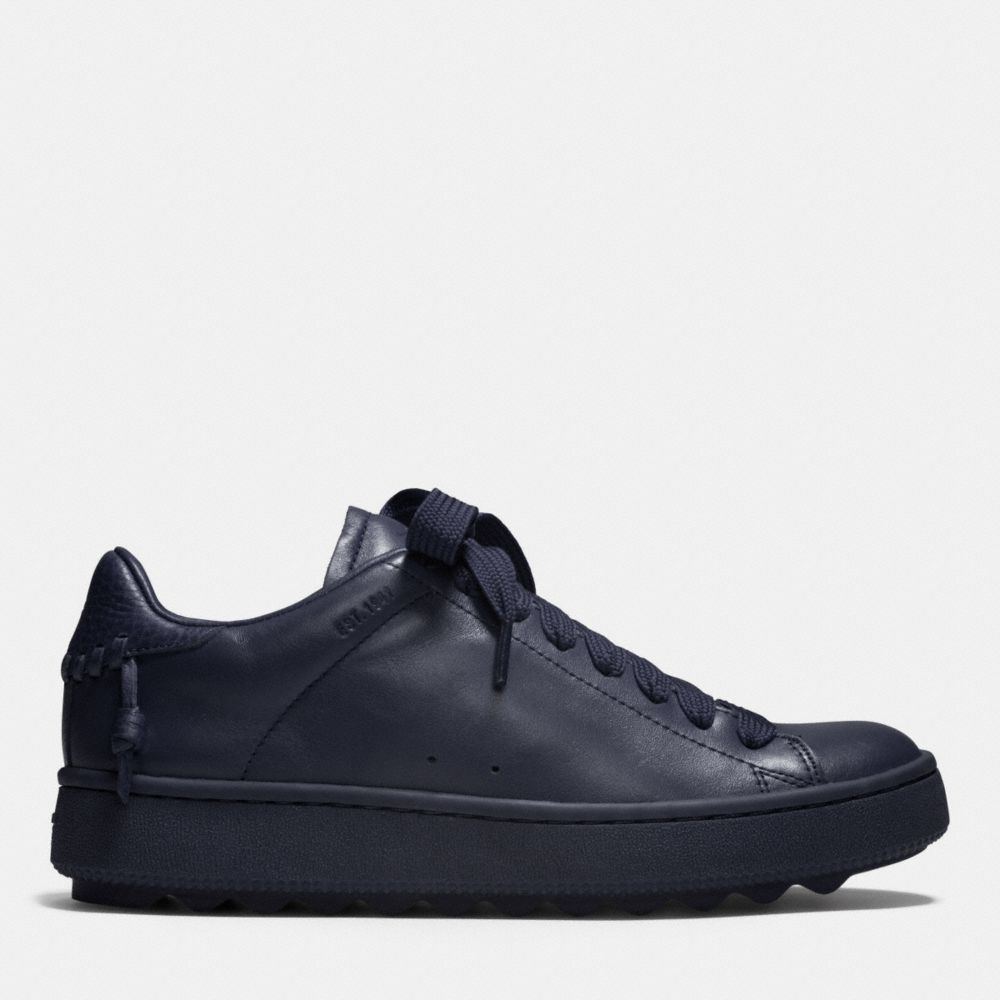 COACH®,C101 LOW TOP SNEAKER,Leather,Midnight Navy,Angle View