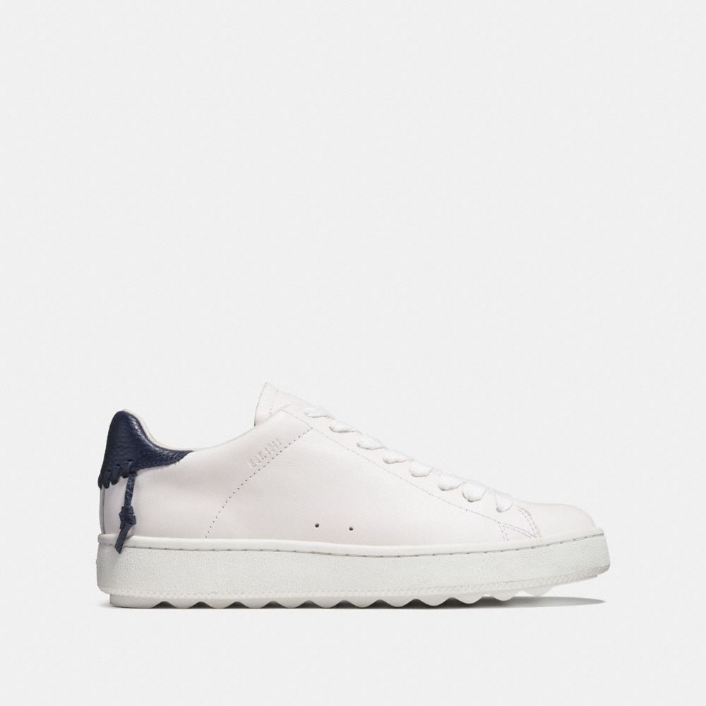 COACH®,BASKETS BASSES C101,Cuir,Blanc/Marine Minuit,Angle View