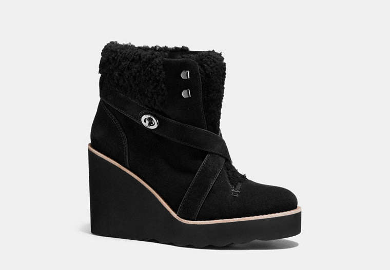 COACH®,KENNA BOOTIE,Mixed Material,Black,Front View