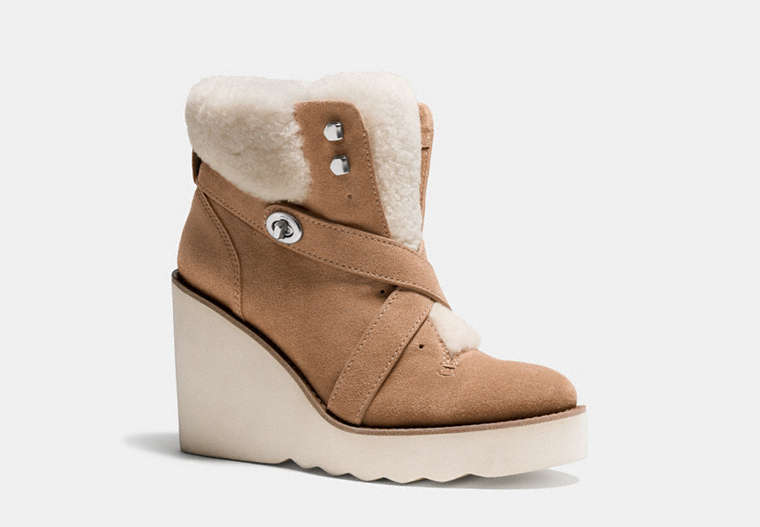 COACH®,KENNA BOOTIE,Mixed Material,CAMEL/NATURAL,Front View
