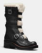 COACH®,MOTO BOOT,Leather,Black/Natural,Front View
